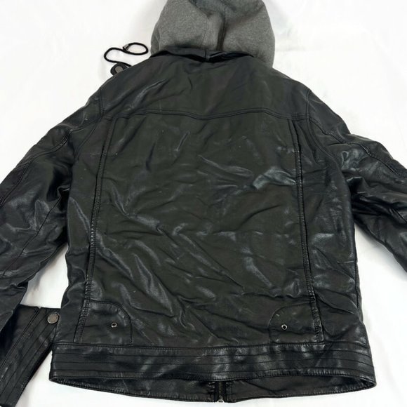 RNZ Premium Mens Faux Leather Coat Motorcycle Moto Medium Black Lined - Picture 2 of 7